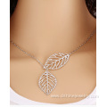 Gold Single Chain Leaf Pendant Choker Link Chain Necklace